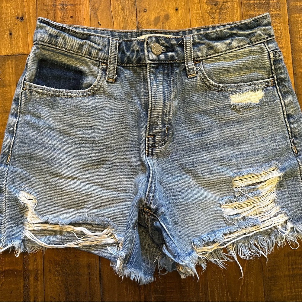 Distressed Blue Jean Shorts